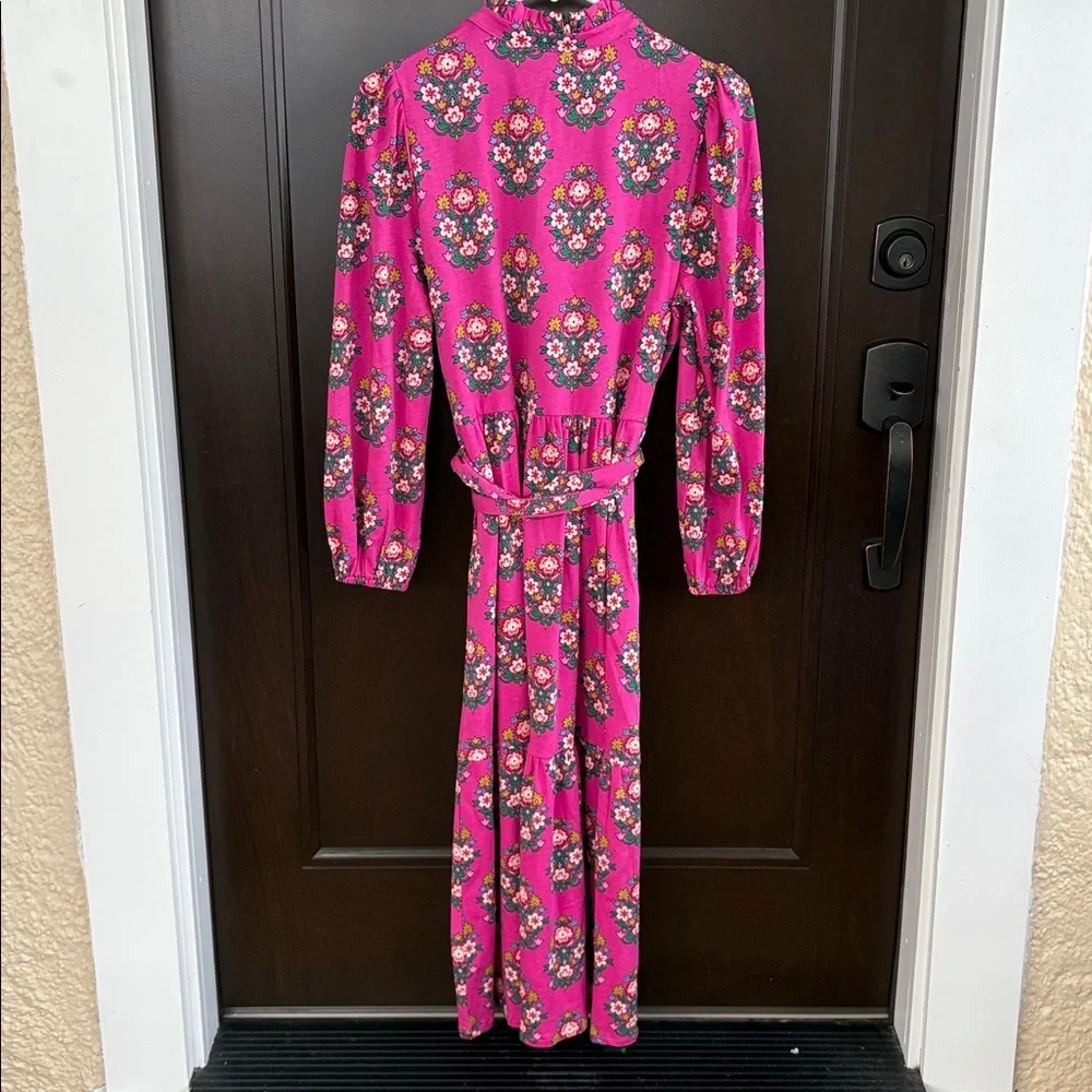 Boden Fuchsia Floral Long Sleeve Dress - Picture 15 of 16